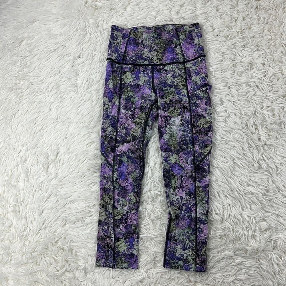 Lululemon Fast & Free Crop II Nulux 19" Vivid Vision Multi Black